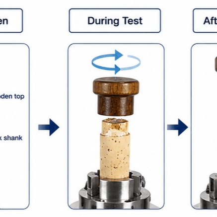 Adhesive bonding strength test for AFTI capsulated cork stoppers